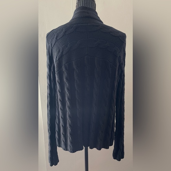 Vintage Cotton Ginny Black Cable Knit Open Sweater Size Large - Picture 3 of 9